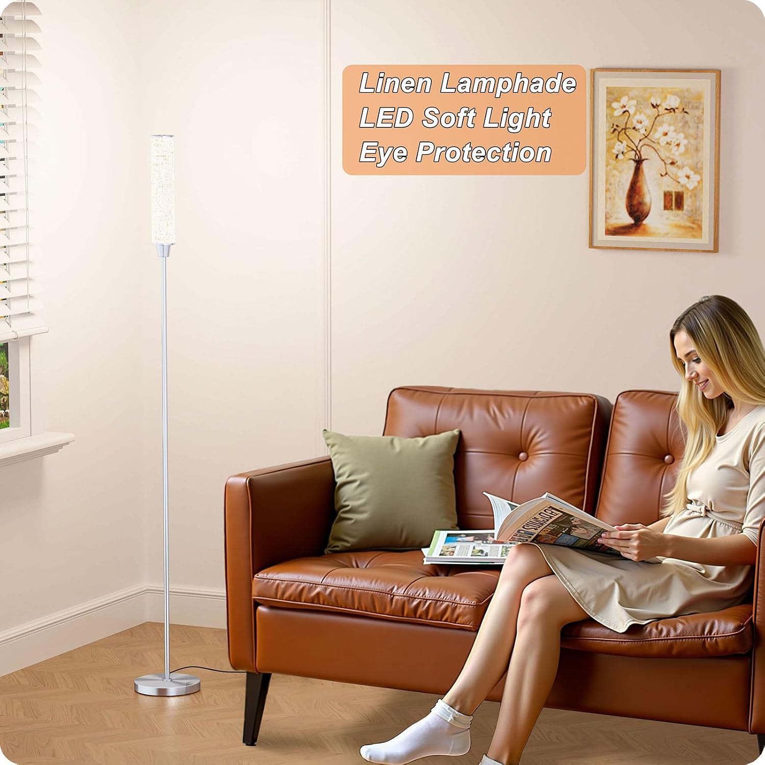 Nukanu Floor Lamp with Remote Control, Floor Lamps for Living Room/Bedroom/Office, Stepless Adjustable 3000K-6000K Colors and 10-100%…