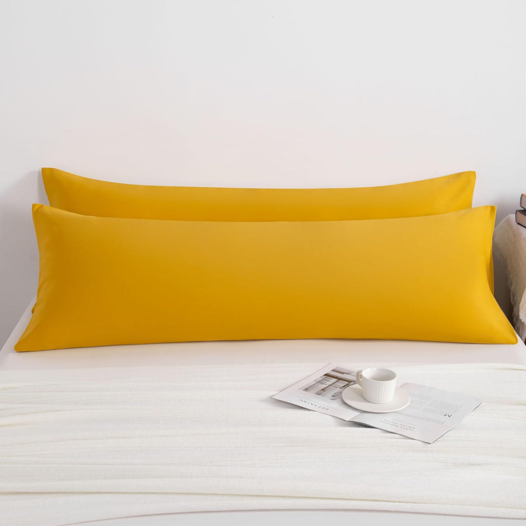 Ntbay 2-Pack Body Pillowcases, 20x54 inches, Ginger Yellow, Soft, Wrinkle, Fade Resistant, Envelope Closure, Microfiber, 2 Pieces 2 Pieces
