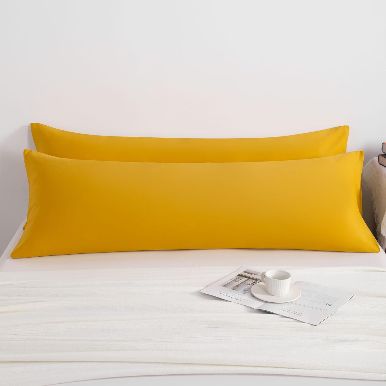 Ntbay 2-Pack Body Pillowcases, 20x54 inches, Ginger Yellow, Soft, Wrinkle, Fade Resistant, Envelope Closure, Microfiber, 2 Pieces 2 Pieces