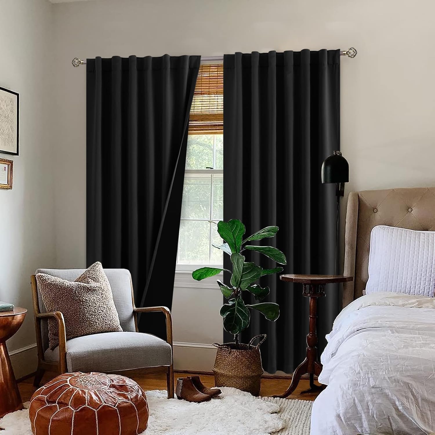 BGment Full Blackout Curtains with Thermal Insulation Liner Curtains 84 Inches Long, Rod Pocket and Back Tab Double Layer Room Darkening…