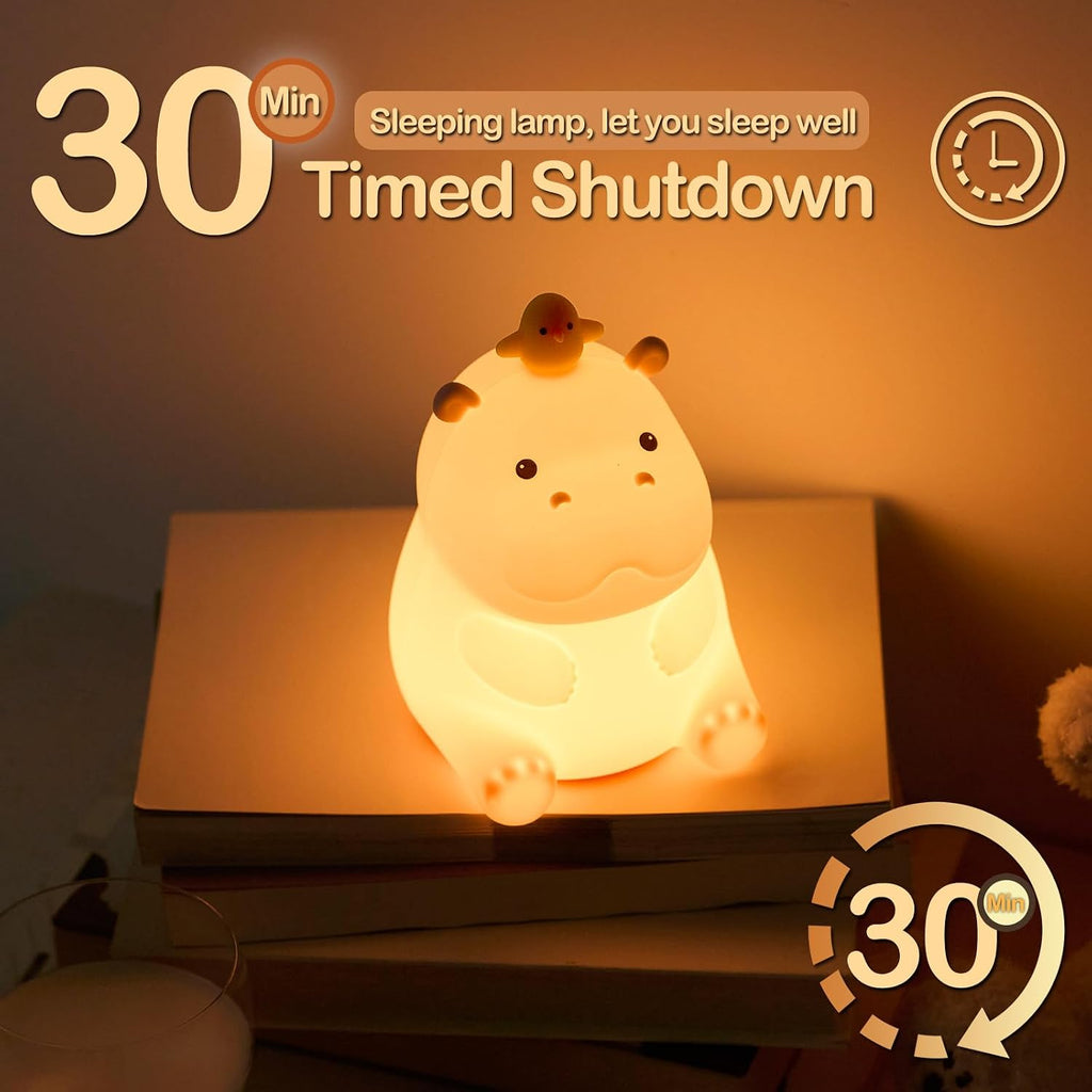 Atsuinightlight ATSUI Hippo Night Light, LED Squishy Novelty Animal Lamp, Food Grade Silicone, 2 Level Dimmable, Nursery Nightlight for Des…
