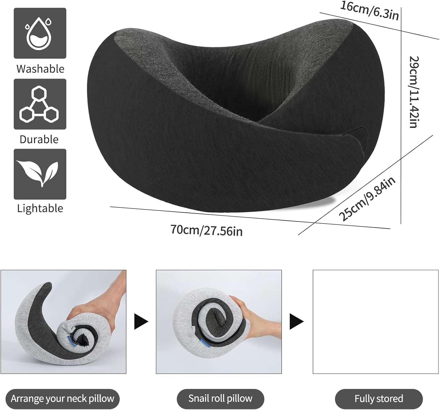 Travel Neck Pillow for Airplane – Memory Foam 360° Support Compact Design Ergonomic Flight Pillow for Sleeping & Neck Support Portable…