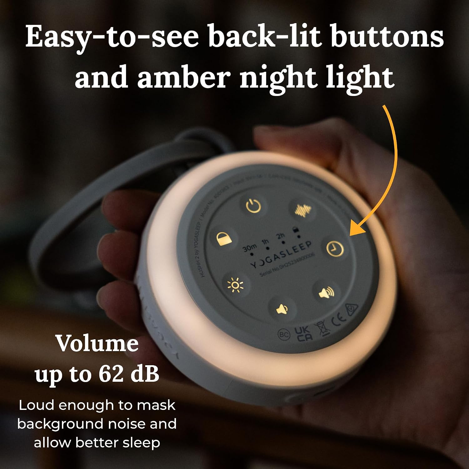 Yogasleep Hushh 2 & Crush Resistant Travel Case, (2 Piece Set) Portable Sound Machine with Backlit Buttons & Night Light, Travel Case…