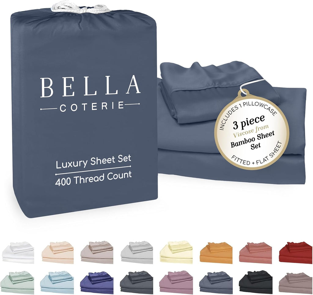 Bella Coterie Luxury Bamboo Viscose Twin XL Size Sheet Set | 100% Organically Grown | Ultra Soft | Cooling for Hot Sleepers | 18" Deep…