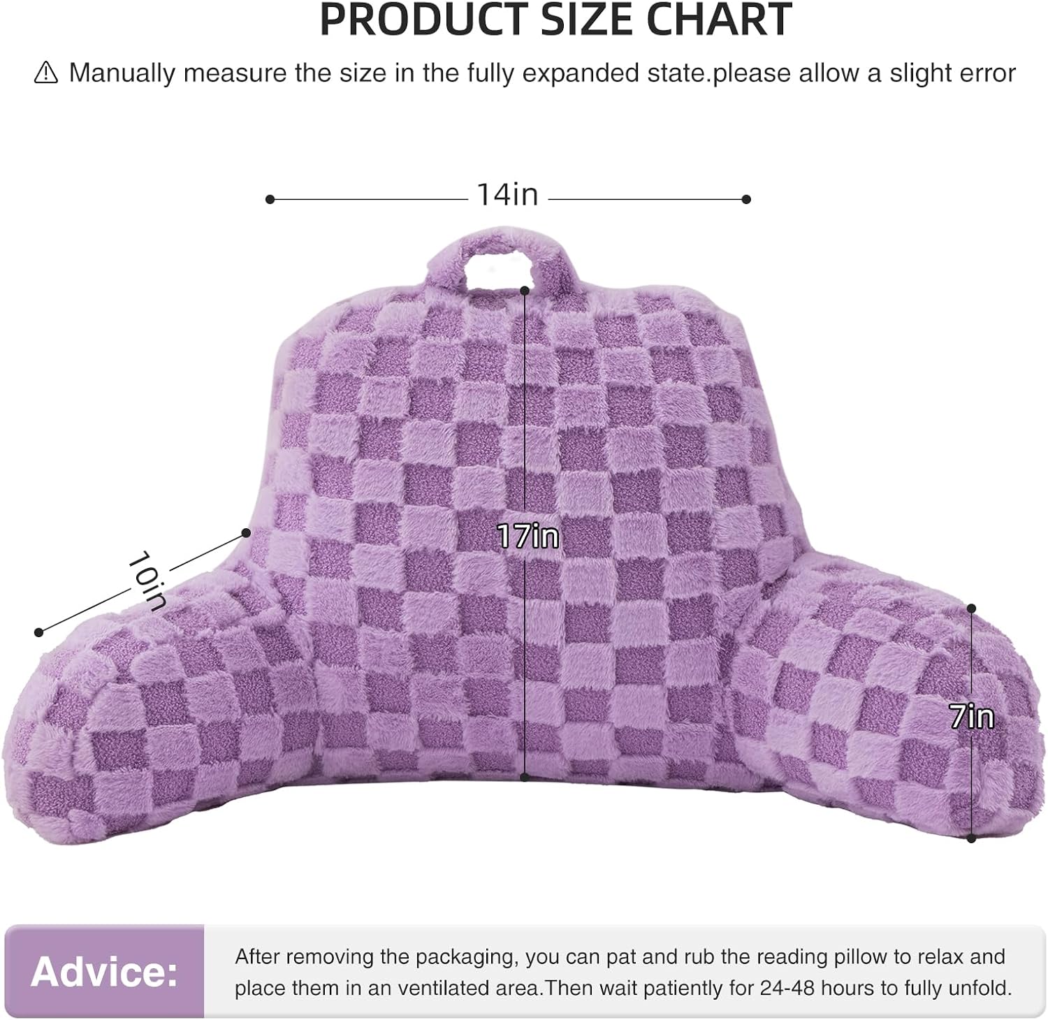 Aimuan Reading Pillow Checkered Bed Rest Wedge Backrest Checkerboard Pillow with Arms Back Support for Sitting Up in Bed Cushion Incline…