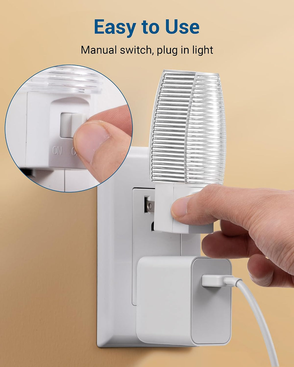 DEWENWILS Plug in Night Light with Switch, Manual ON Off LED Nightlight for Kids, Nursery, Bedroom, Bathroom, Hallway, Stairways…
