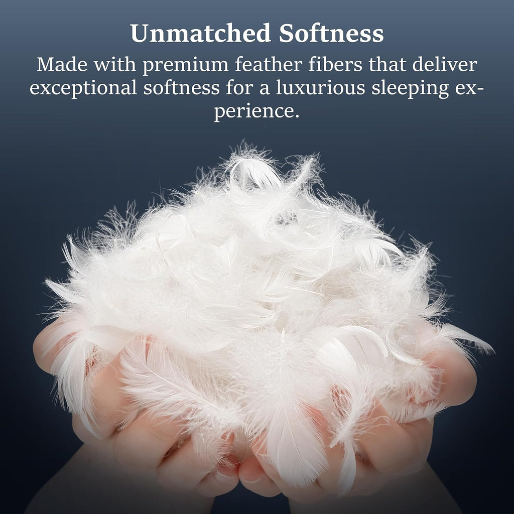 COZSINOOR Goose Feather Pillows Queen Size - Pack of 2, Hotel Down Bed Pillow for Sleeping, Soft 600 TC Cotton Cover, Fluffy Support…
