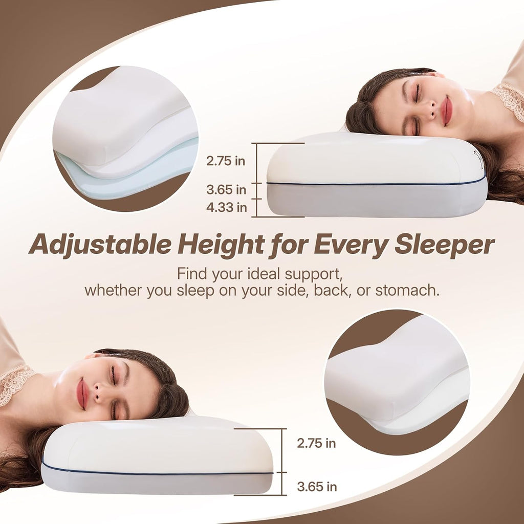 CosBed Cervical Neck Pillow for Neck Support, Adjustable Memory Foam Pillow with Customizable Height and Firmness for Side, Back, Stomach a…