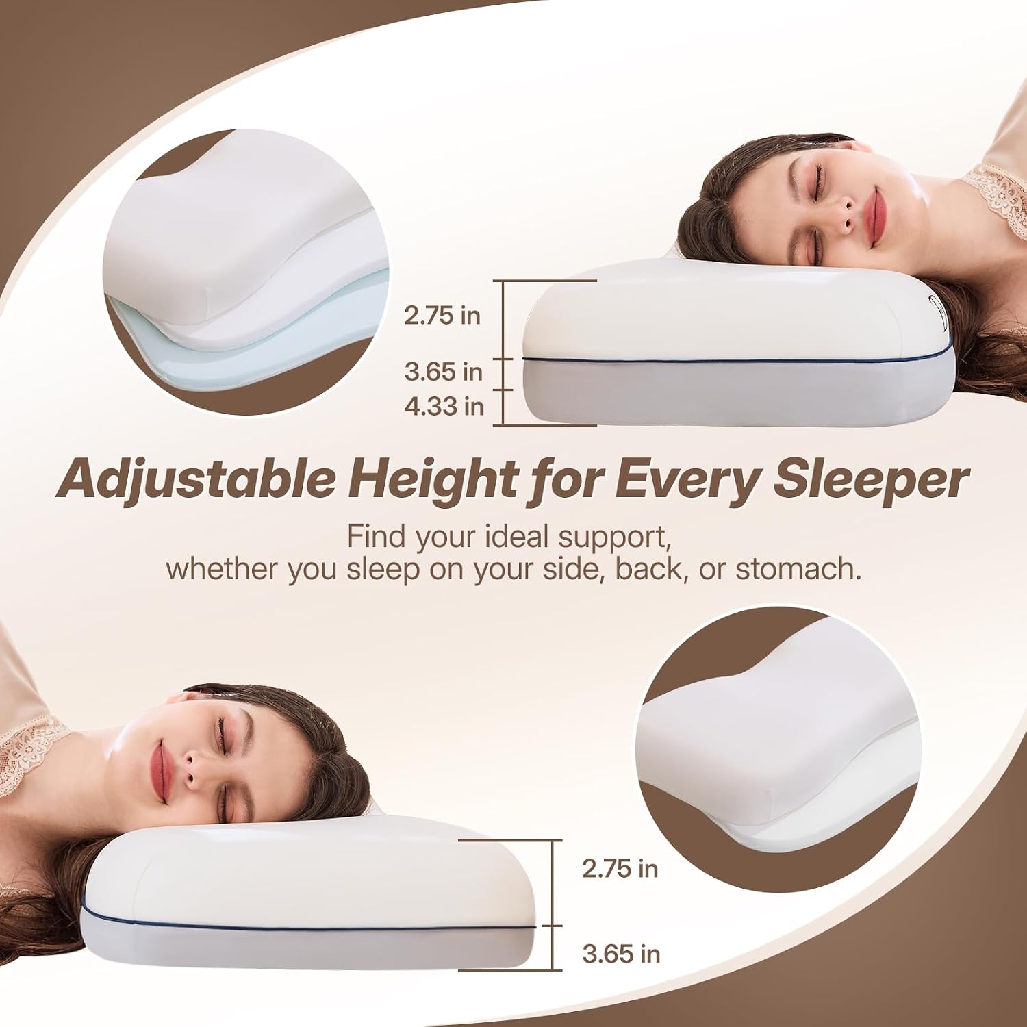 CosBed Cervical Neck Pillow for Neck Support, Adjustable Memory Foam Pillow with Customizable Height and Firmness for Side, Back, Stomach a…