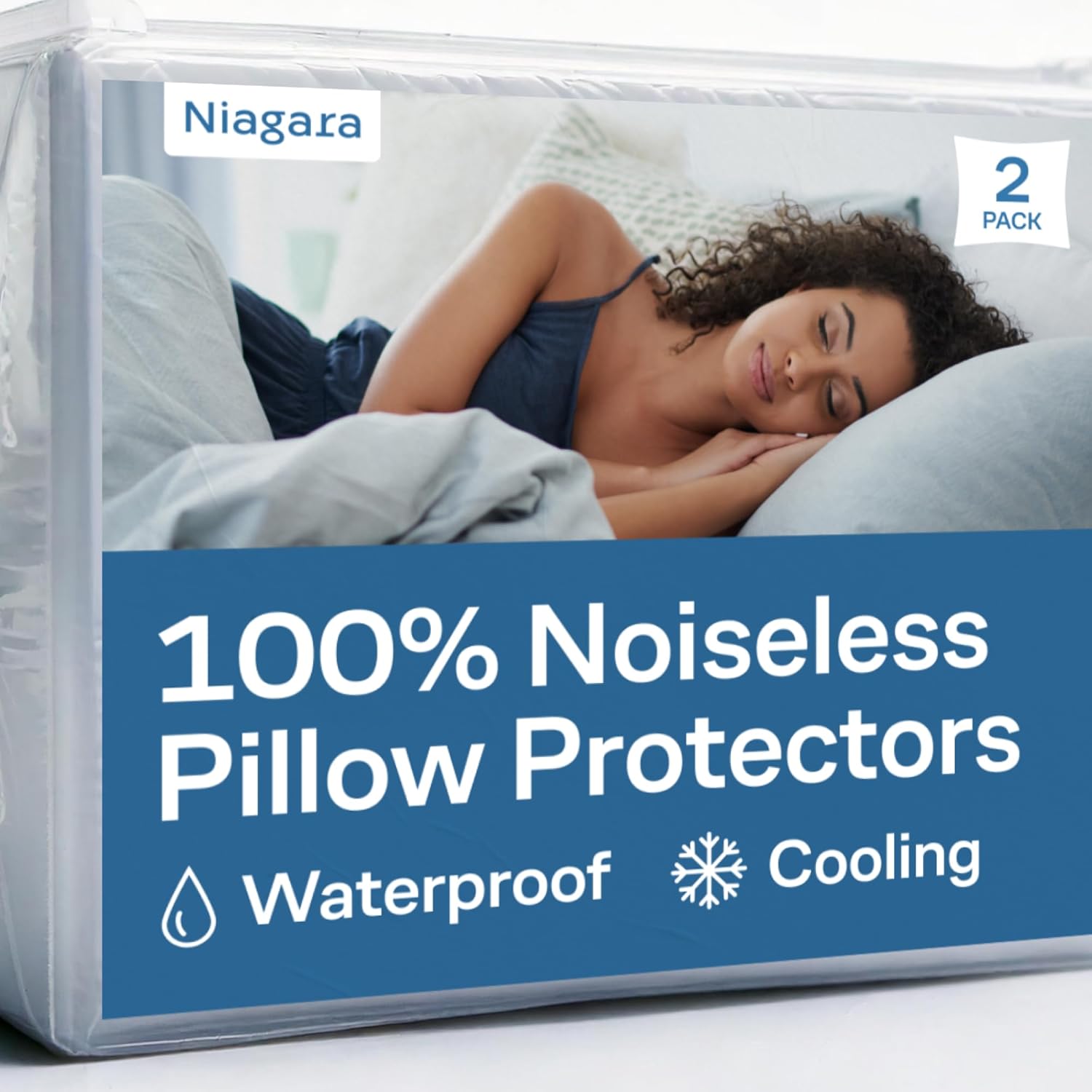 100% Waterproof Pillow Protectors Standard 20x26 Pair Zippered Pillow Case, Pillow Cover, Guaranteed Noiseless Pad, Ultra Plush Absorbent…