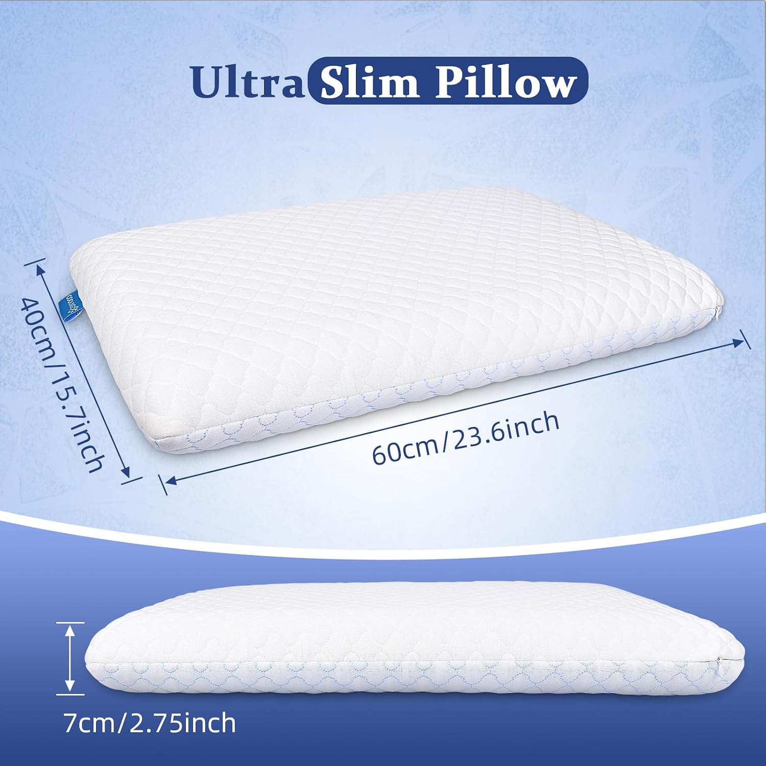 SofGlowlycomforteveryday SofGlowly Ultra Thin Flat Pillows for Sleeping Standard Size Set of 2, Cooling Memory Foam Pillow 2.75 inch Height…