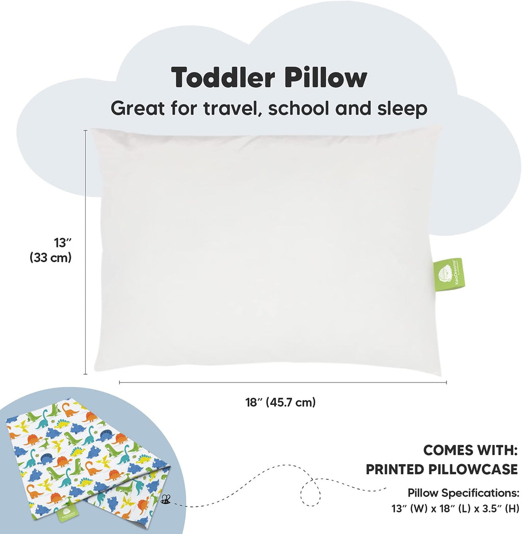 Toddler Pillow with Pillowcase - 13x18 My Little Dreamy Kids Travel Bed Pillows for Sleeping, Organic Cotton Small Pillowcase, Soft &…