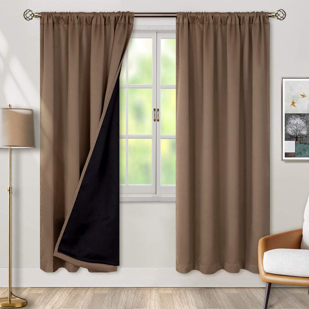 BGment Thermal Insulated 100% Blackout Curtains for Bedroom with Black Liner, Double Layer Full Room Darkening Noise Reducing Rod Pocket…