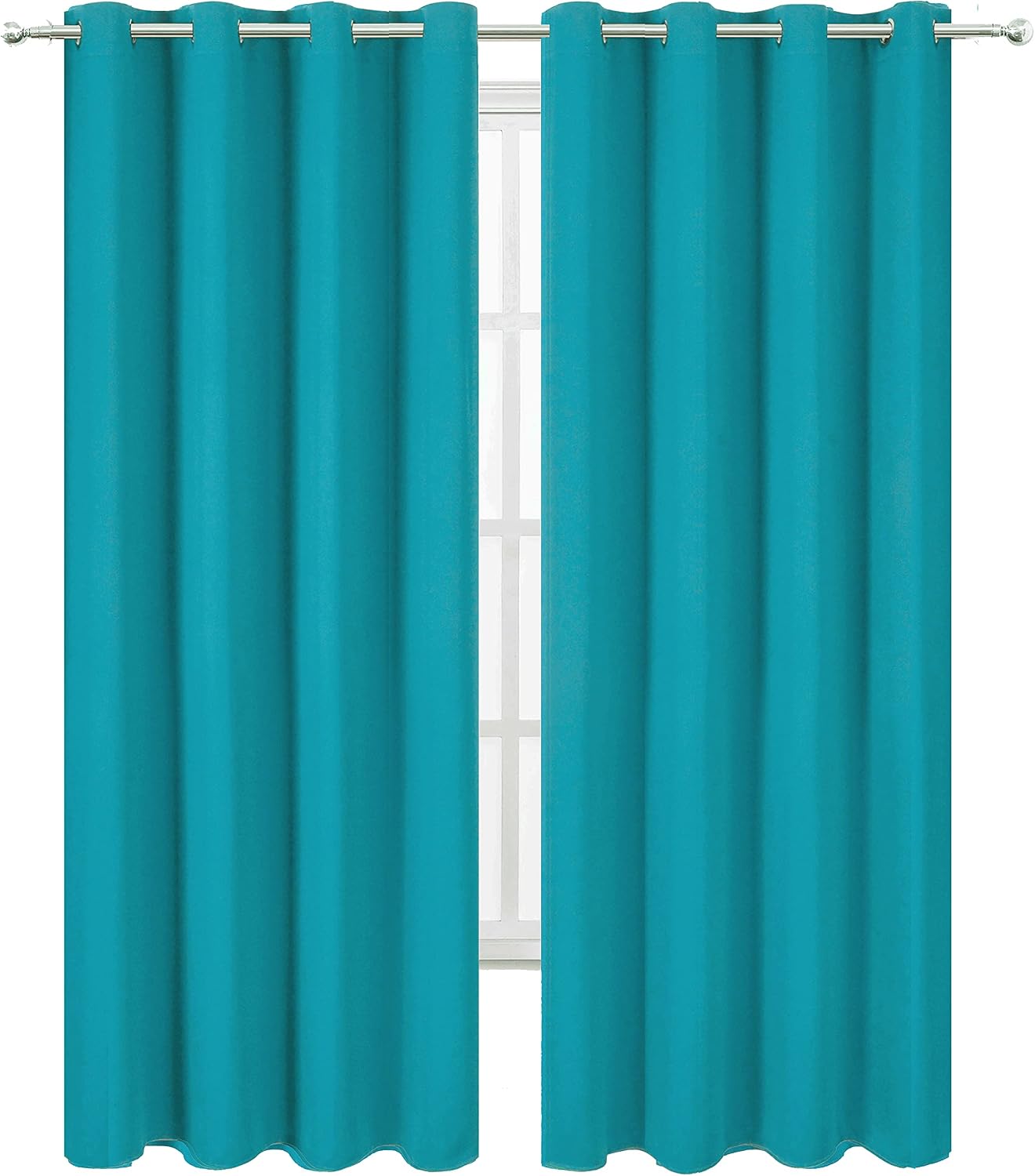Lemomo Teal Blackout Curtains/52 x 108 Inch/Set of 2 Panels Room Darkening Thermal Insulated Curtains for Bedroom 108 Inch silver