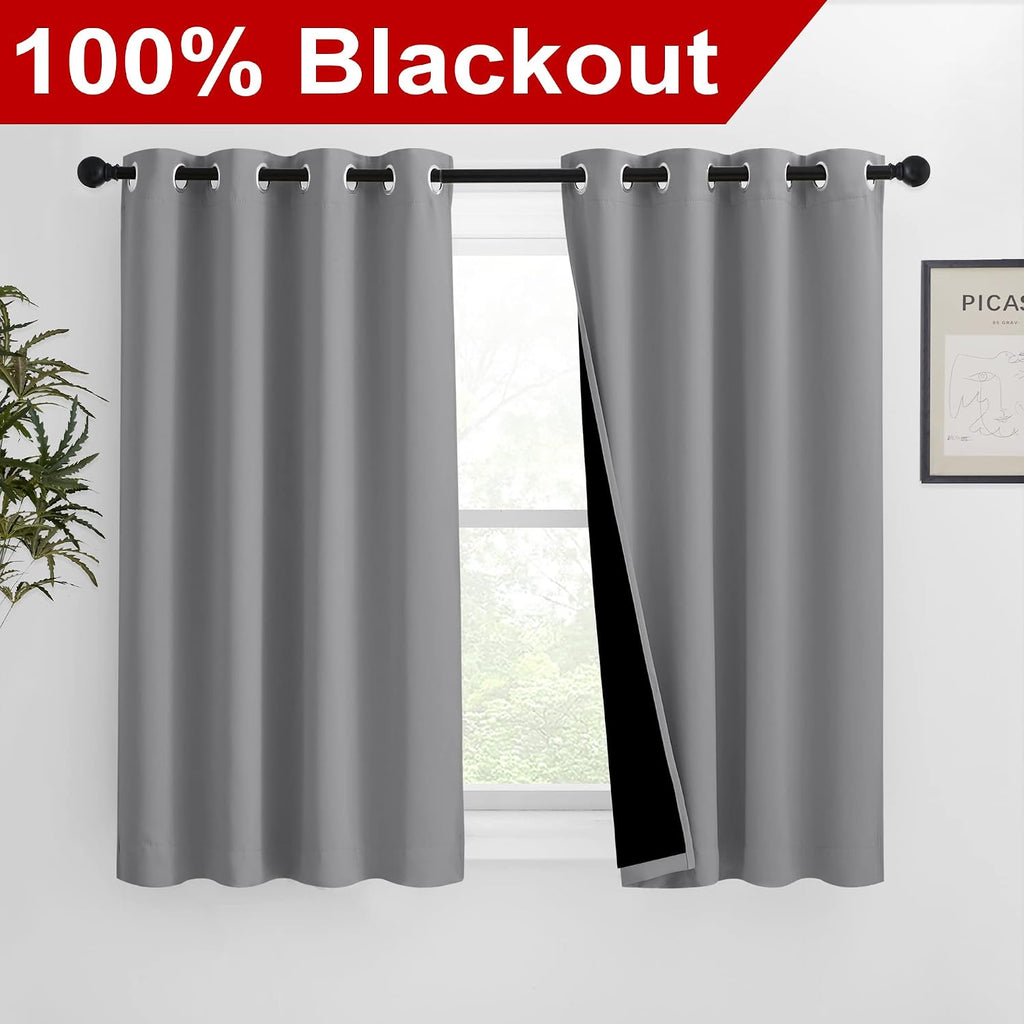 Nicetown Noise and Lights Block Out Curtains, Thermal Insulated 100% Blackout 2-Layer Lined Drapes, Noise Cancellation Window Draperies for…