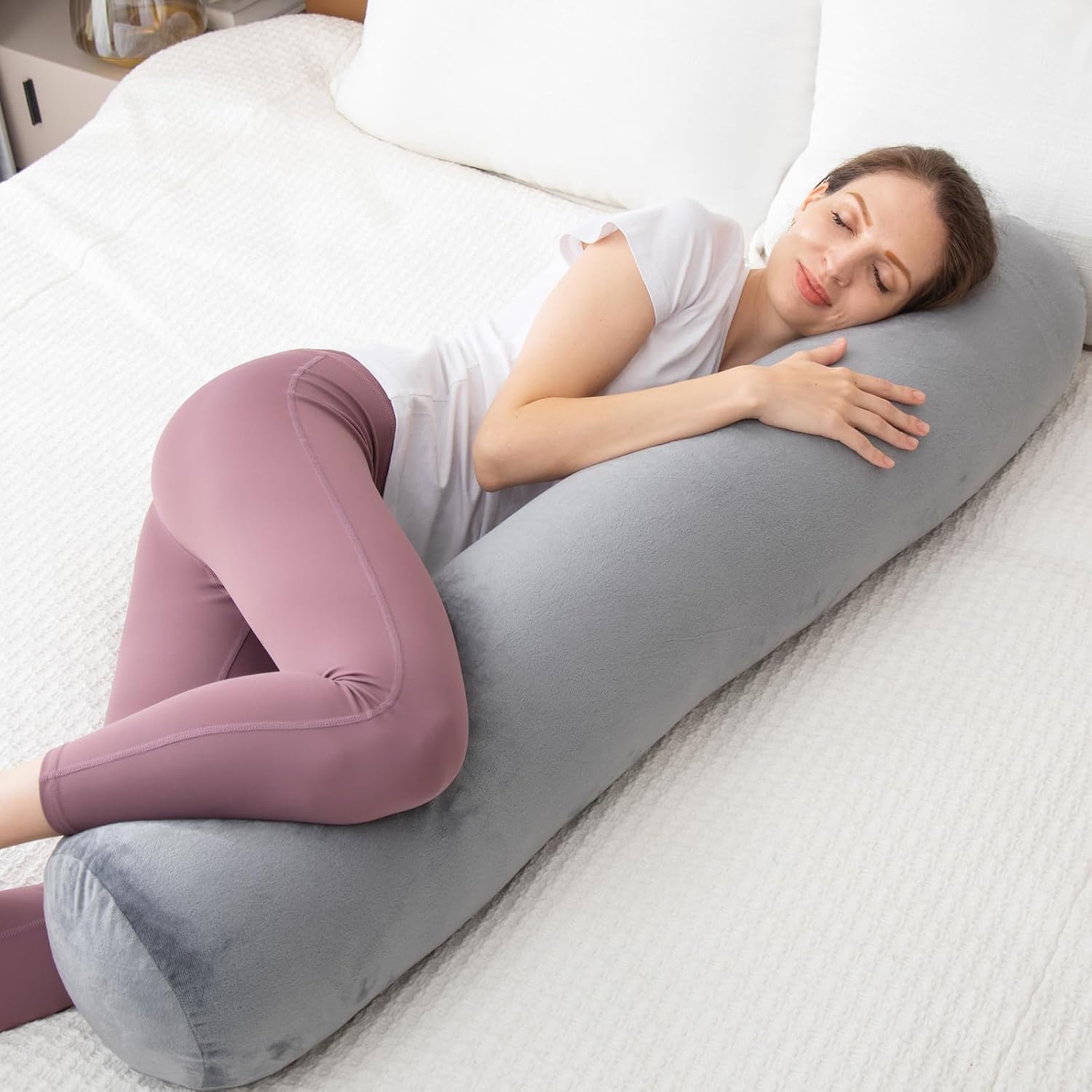 1Middleone 1 MIDDLE ONE Body Pillow, Memory Foam Round Body Pillows for Adults, Firm Long Bolster Pillow for Bed, Cylinder Tube Roll Pillow…