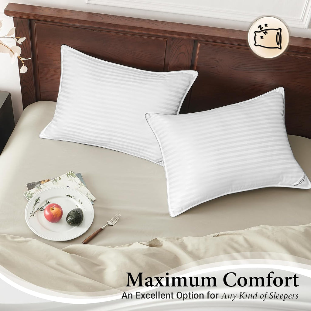 Basic Beyond Bed Pillows Queen Size Set of 4 - Down Alternative Pillows for Sleeping, Soft 20 x 28 Inches 4 Pack Queen Pillows for Back…