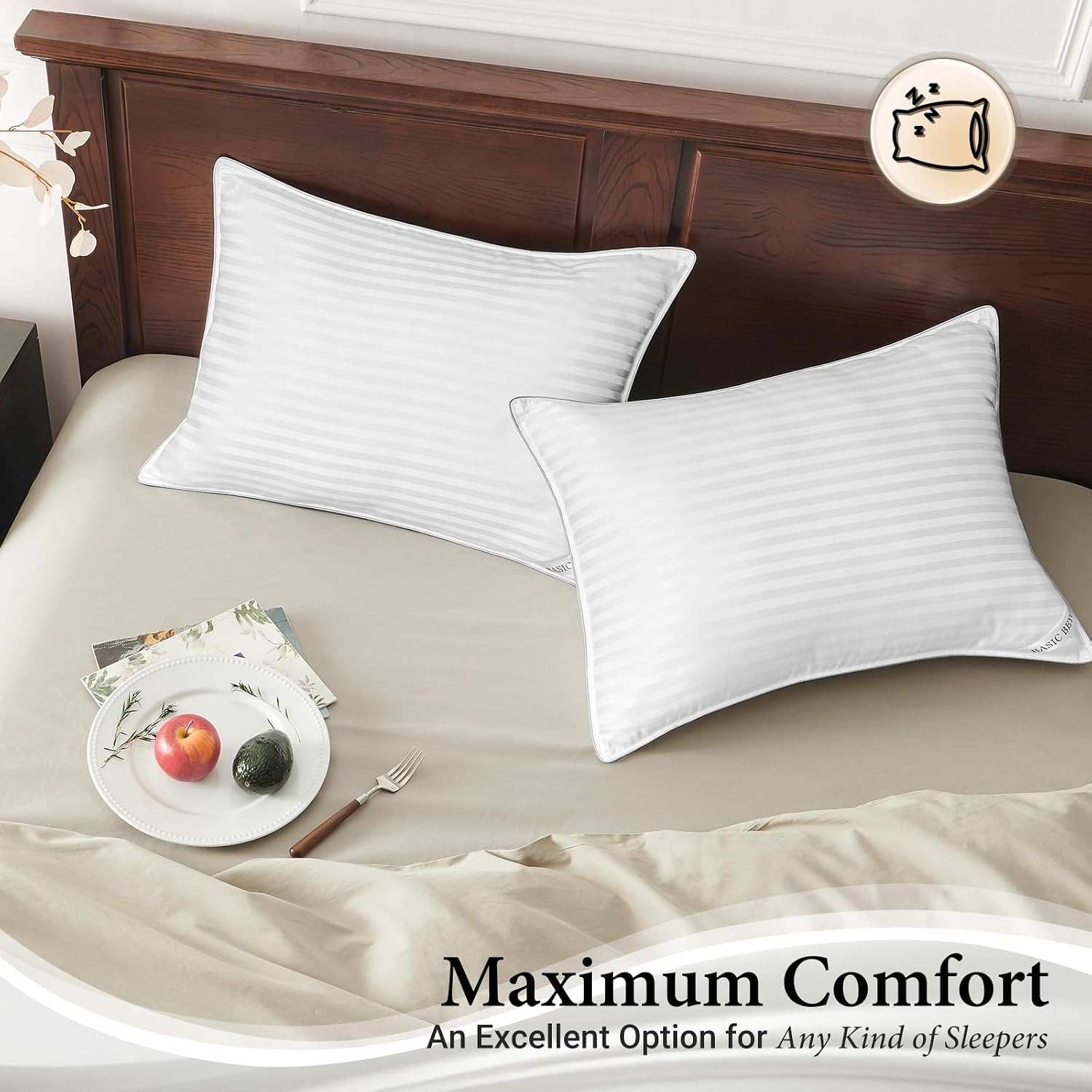 Basic Beyond Bed Pillows Queen Size Set of 4 - Down Alternative Pillows for Sleeping, Soft 20 x 28 Inches 4 Pack Queen Pillows for Back…
