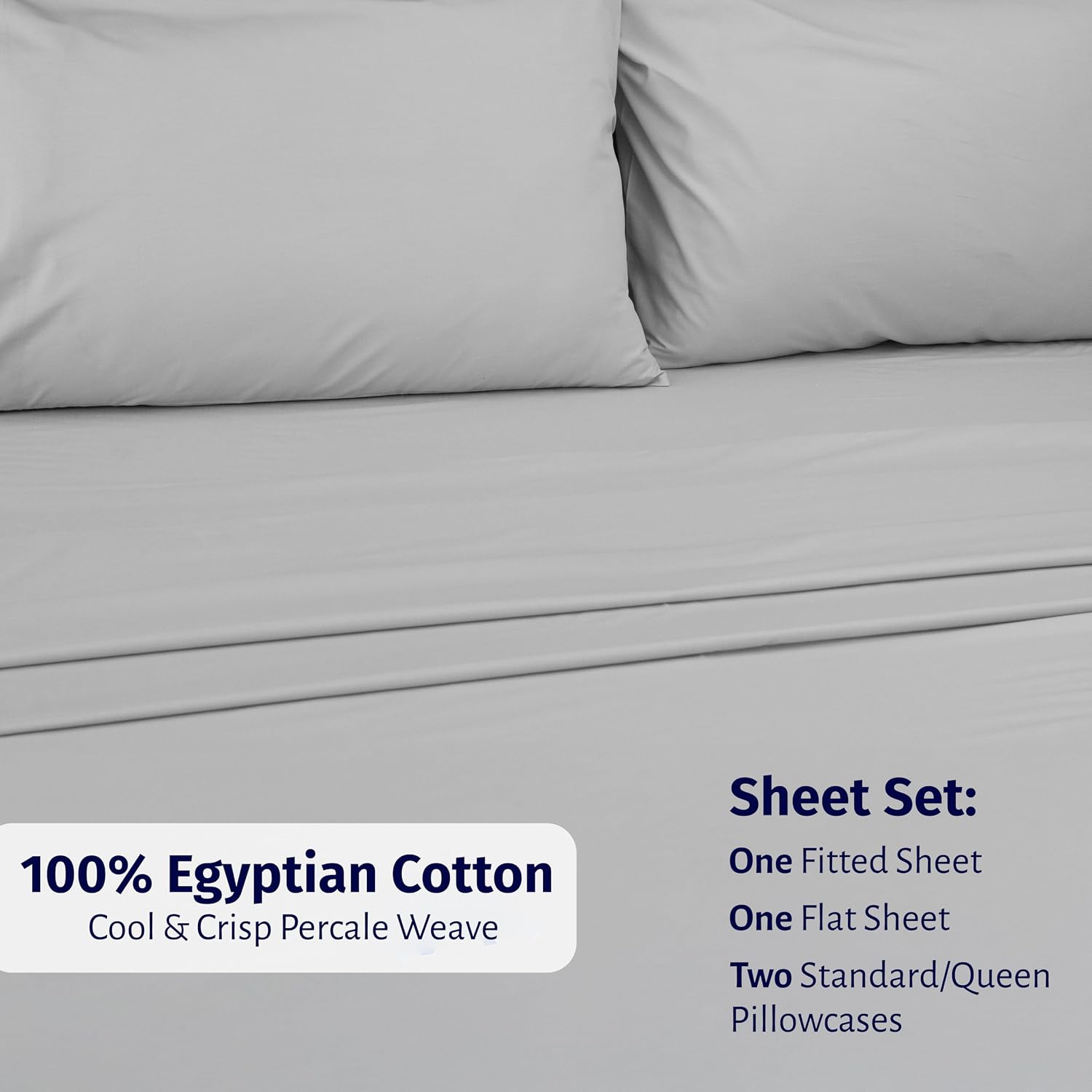 CaliforniaDesignDen California Design Den Deep Pocket Full Size Sheets Set - Certified 100% Egyptian Cotton Percale Sheets, Lightweight, Cr…