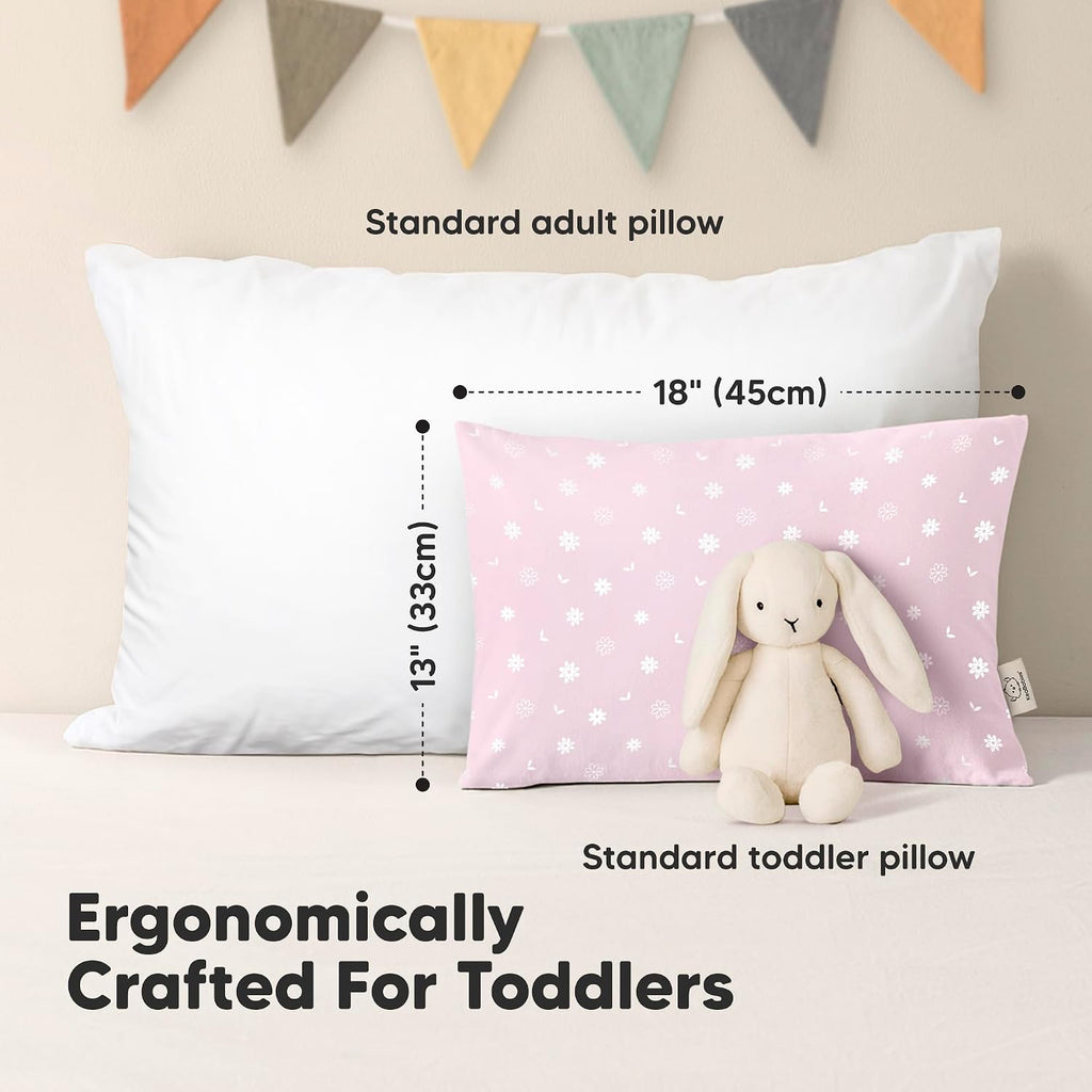 KeaBabies 2-Pack Toddler Pillows 2 Year Old to 5-13x18 Soft Organic Cotton Kids Pillow for Sleeping, Travel, School, Daycare, Nap…