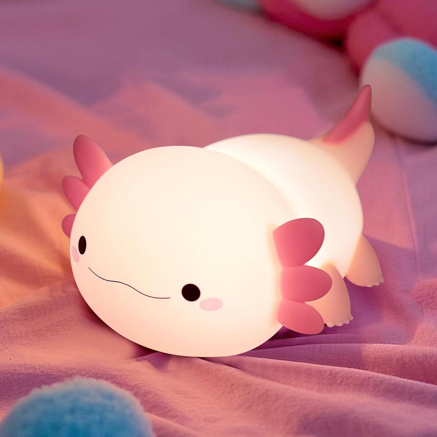 FAMIDUO-BrightenYourLife FAMIDUO Axolotl Lamp, Cute Axolotl Night Light, Dimmable Silicone Animal Nursery Night Light, Adorable Rechargeable S…