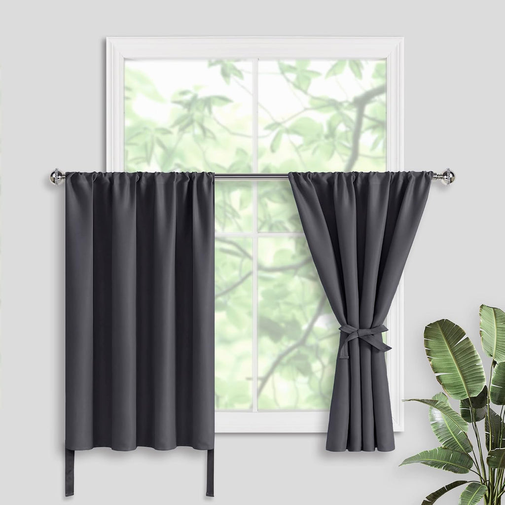 Jiuzhen Short Blackout Curtains for Small Window - Cafe Room Darkening Privacy Energy Saving Window Curtains Tiers for Bathroom, Kitchen, W…