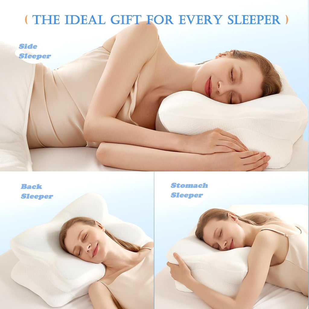 Eucior Cooling Gel Pillows for Neck and Shoulder, Cervical Pillow Cozy Sleeping, Odorless Ergonomic Contour Memory Foam Pillows for Side Back…