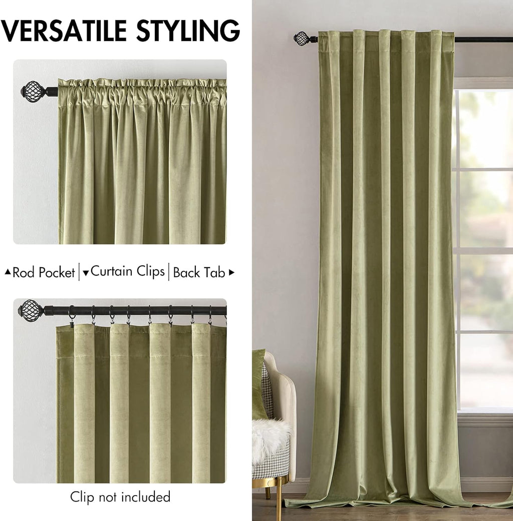Miulee Velvet Curtains 96 inches 2 Panels - Luxury Blackout Curtains for Bedroom Living Room Thermal Insulated Super Soft Window Drapes Rod…