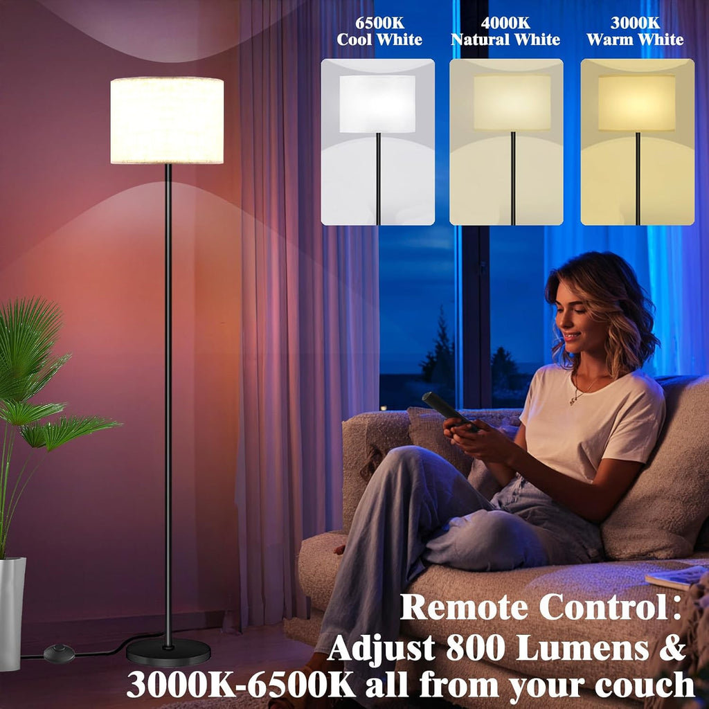 Qaubauyt Smart LED Floor Lamp with APP Control & RGB Colors - Dimmable Standing Lamp for Living Room, Bedroom, Gaming - Remote, Timer, 9W…