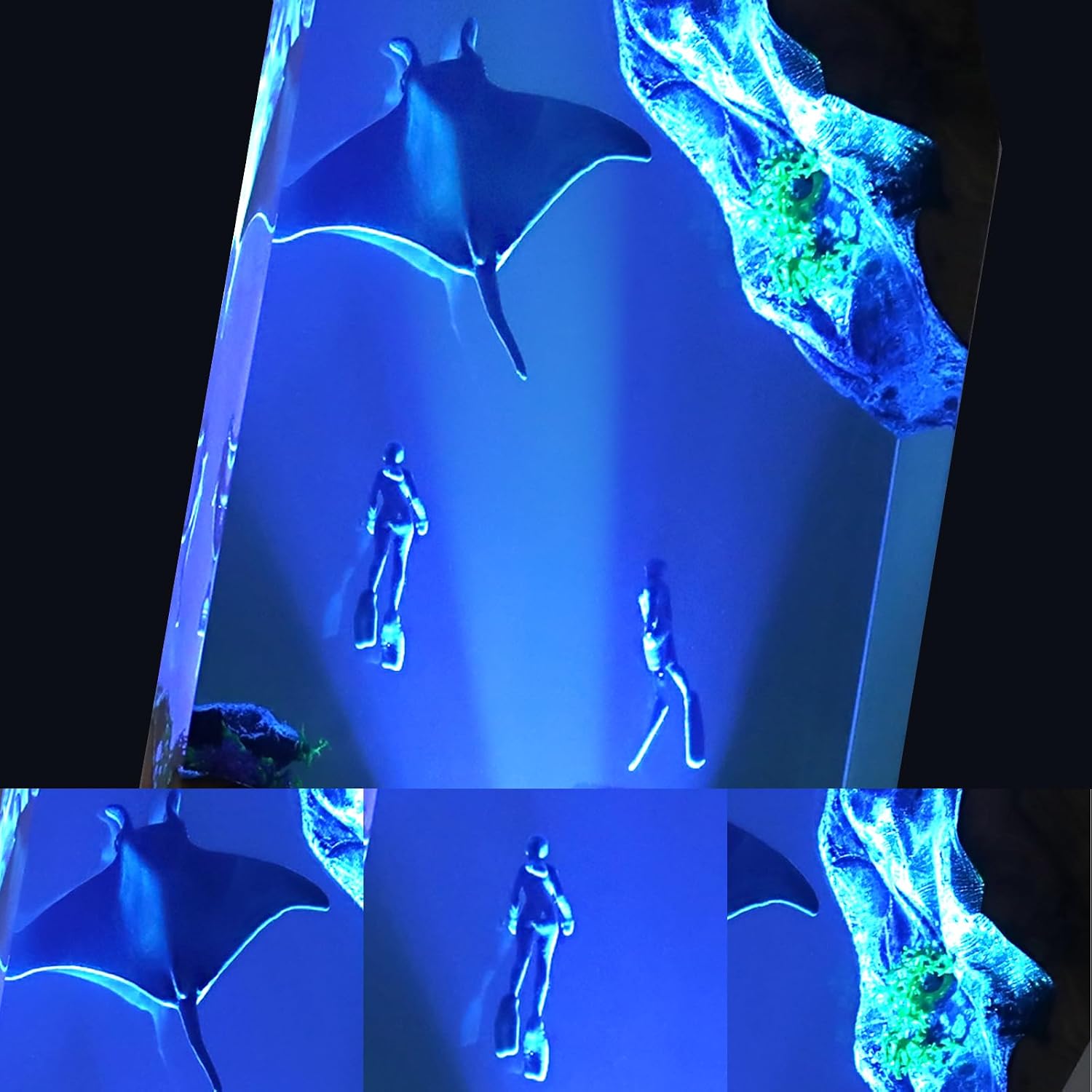 Epoxy Resin Lamp, Ocean Night Light, Artistry Home Decor Bedside Nightlight, Unique Resin Lighting, Nightstand Decorations for Bedroom…