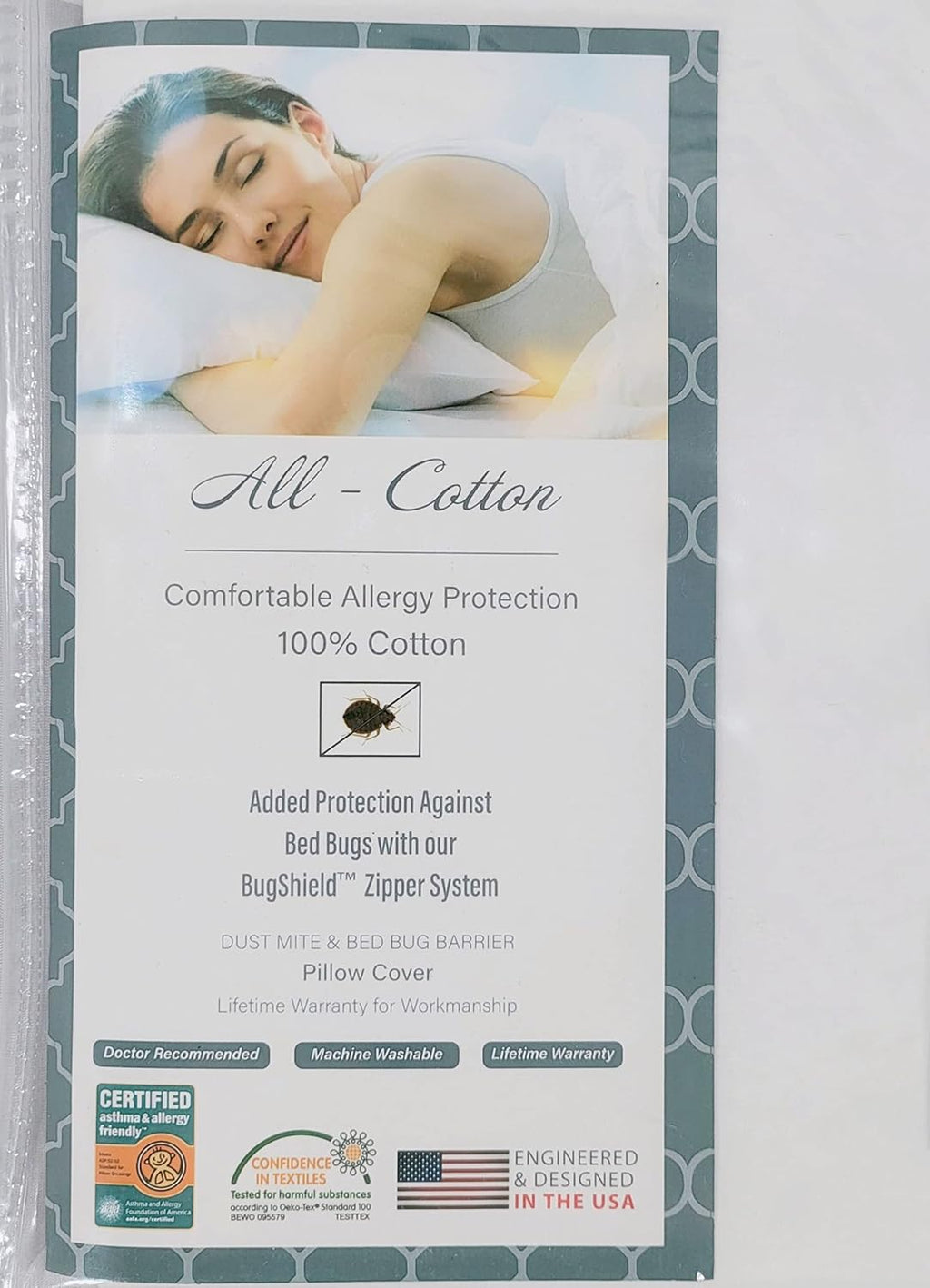 NationalAllergy National Allergy 100% Cotton Zippered Boudoir Pillow Protector - 15 x 23 - White - 300 Thread Count - Hypoallergenic Bed Pi…