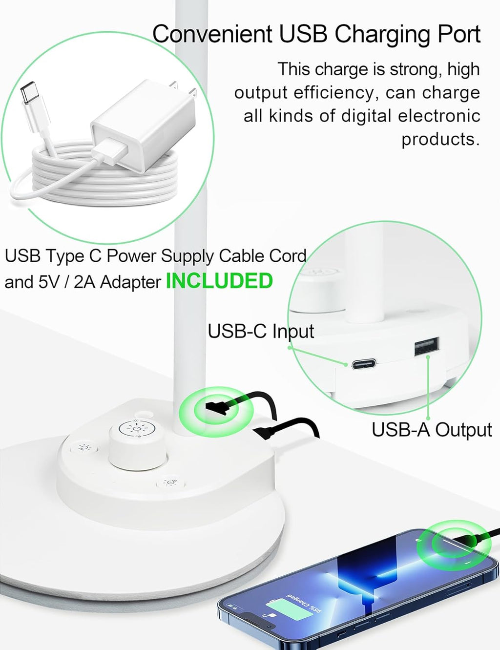 BOHON LED Desk Lamp with USB Charging Port, 3 Color Modes Dimmable Reading Lamp, Auto Dimming Task Lamp, Flexible Neck Table Light for…