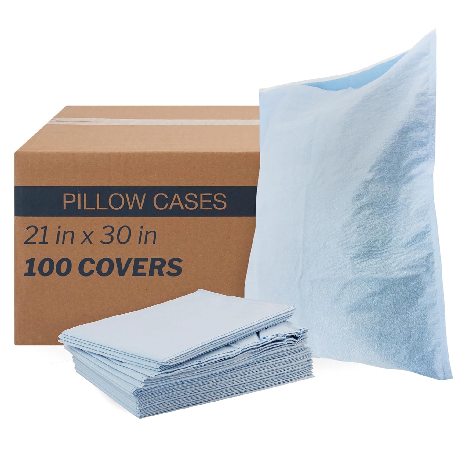 McKesson Disposable Pillow Case Covers Bulk Pillowcase, Single-Use for specialized Hospital Travel, Standard Size, Blue, 21 in x 30 in…