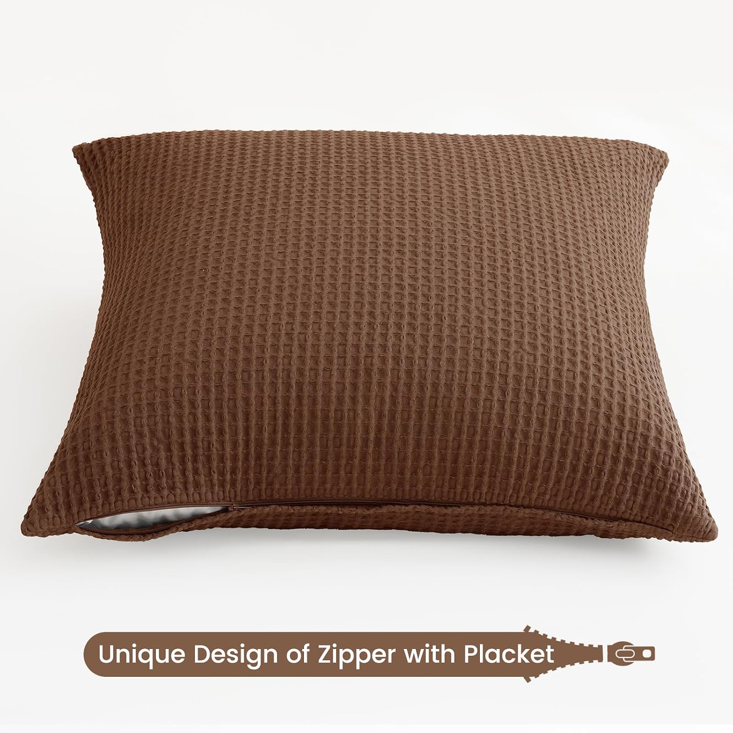 Phf 100% Cotton Waffle Weave Throw Pillow Cover, 24" x 24", No Filling, 2 Pack Elegant Home Decorative Square Throw Pillow Covers for Bed C…