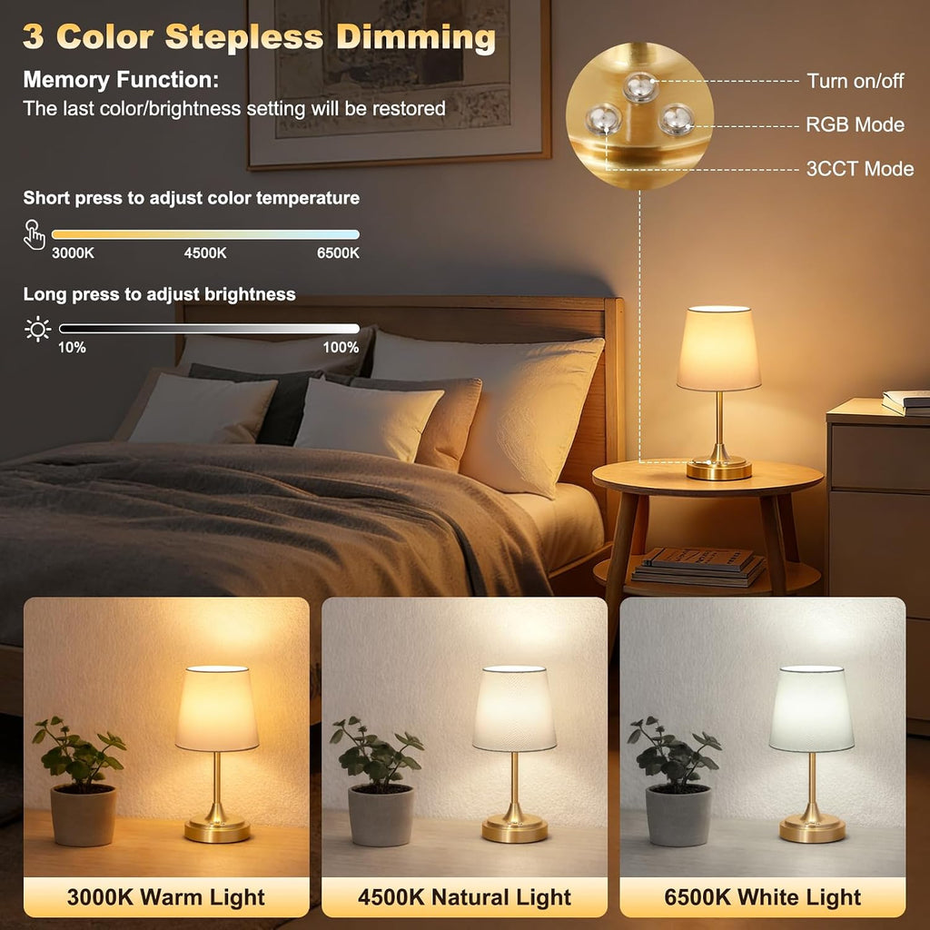 Wowag Small Cordless Table Lamp Rechargeable,5000mAh Battery Operated Desk Lamp,3 Colors & 7 RGB Stepless Dimmable, Touch Ambient Light…