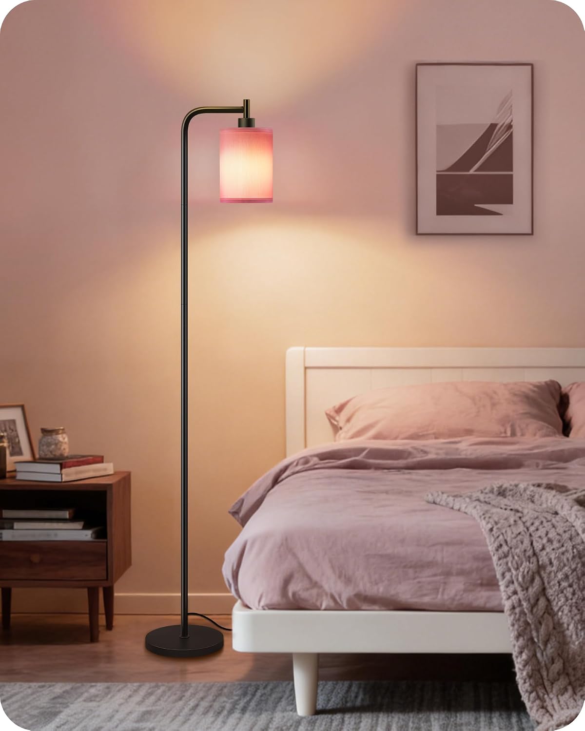 Dimmable Floor Lamp for Living Room with Remote and Foot Switch, Modern Standing, Corner Lamp,10W Bulb 3 Color Temperatures, for Bedroom…