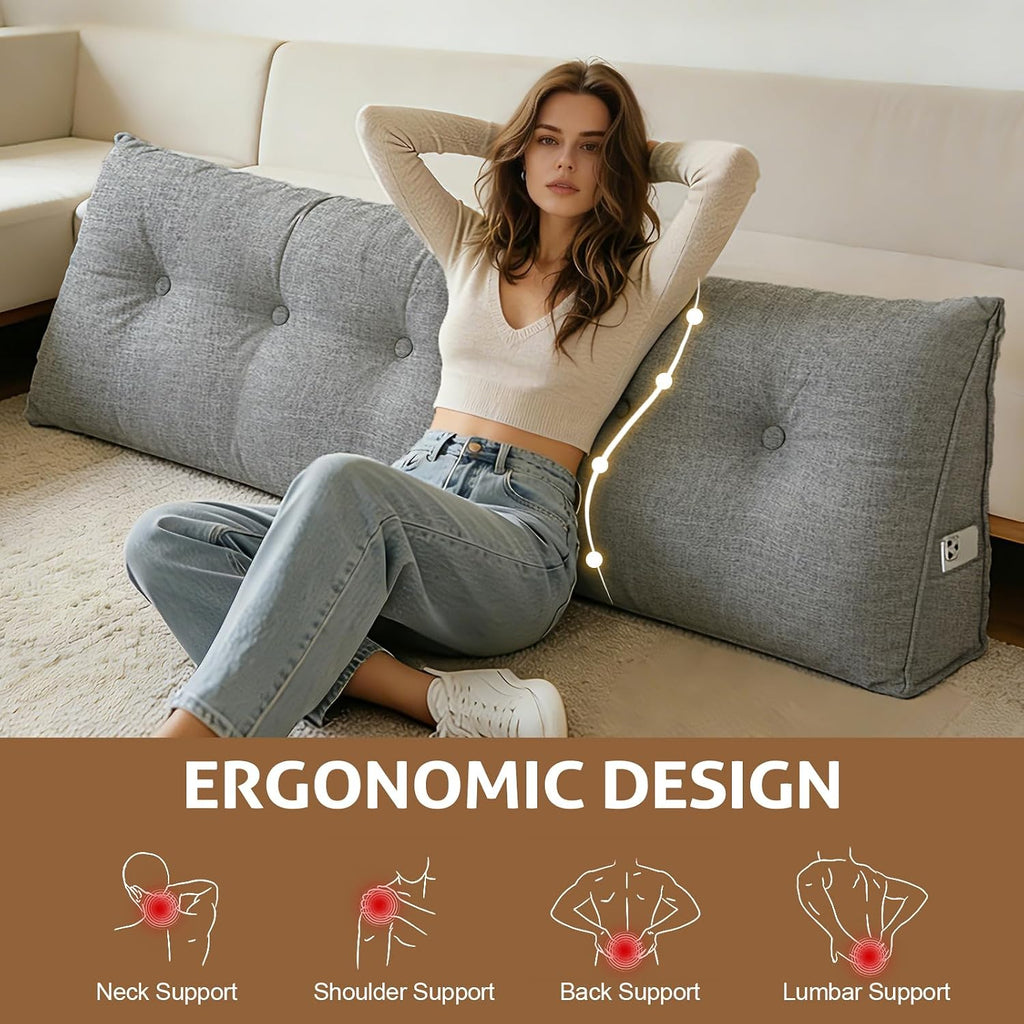 Bcareself Headboard Pillow Twin, Triangle Wedge Pillow for Bed, Reading & Sitting Support, Backrest Cushion with Removable Cover, Comfortab…