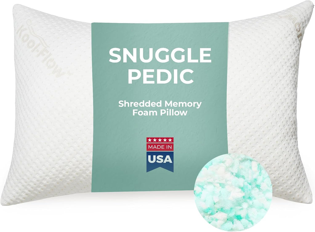 Snuggle-Pedic Standard Shredded Memory Foam Pillow for Sleeping - Cooling and Neck, Back, and Shoulder Support - Ideal for Side Sleepers…