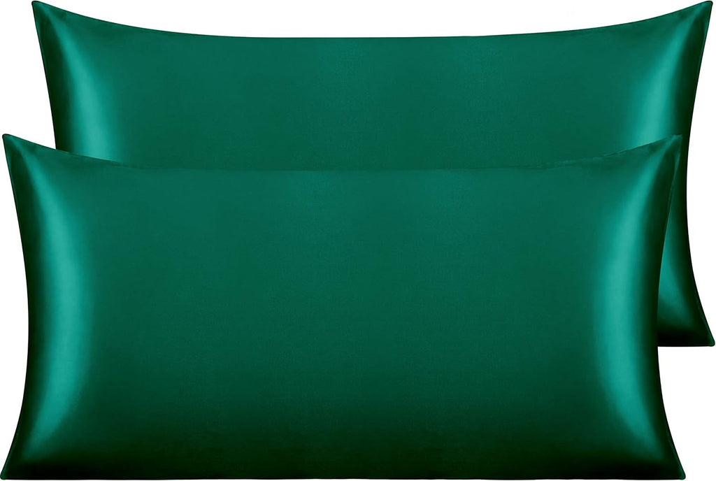 Ntbay 2 Pack Satin King Pillowcases for Hair and Skin, Luxurious and Silky Pillow Cases with Envelope Closure, 20x36 Inches, Dark Green 2 P…