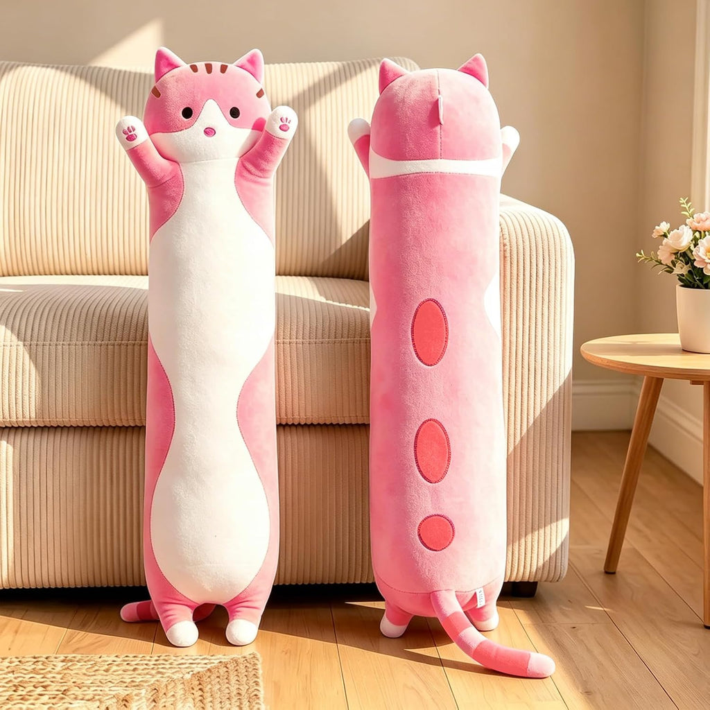 shangman Lovely Plush Cat Doll Cute Cartoon Soft Stuffed Kitten Long Throw Sleeping Pillow Doll Toy Gift for Kids Girlfriend Multiple…