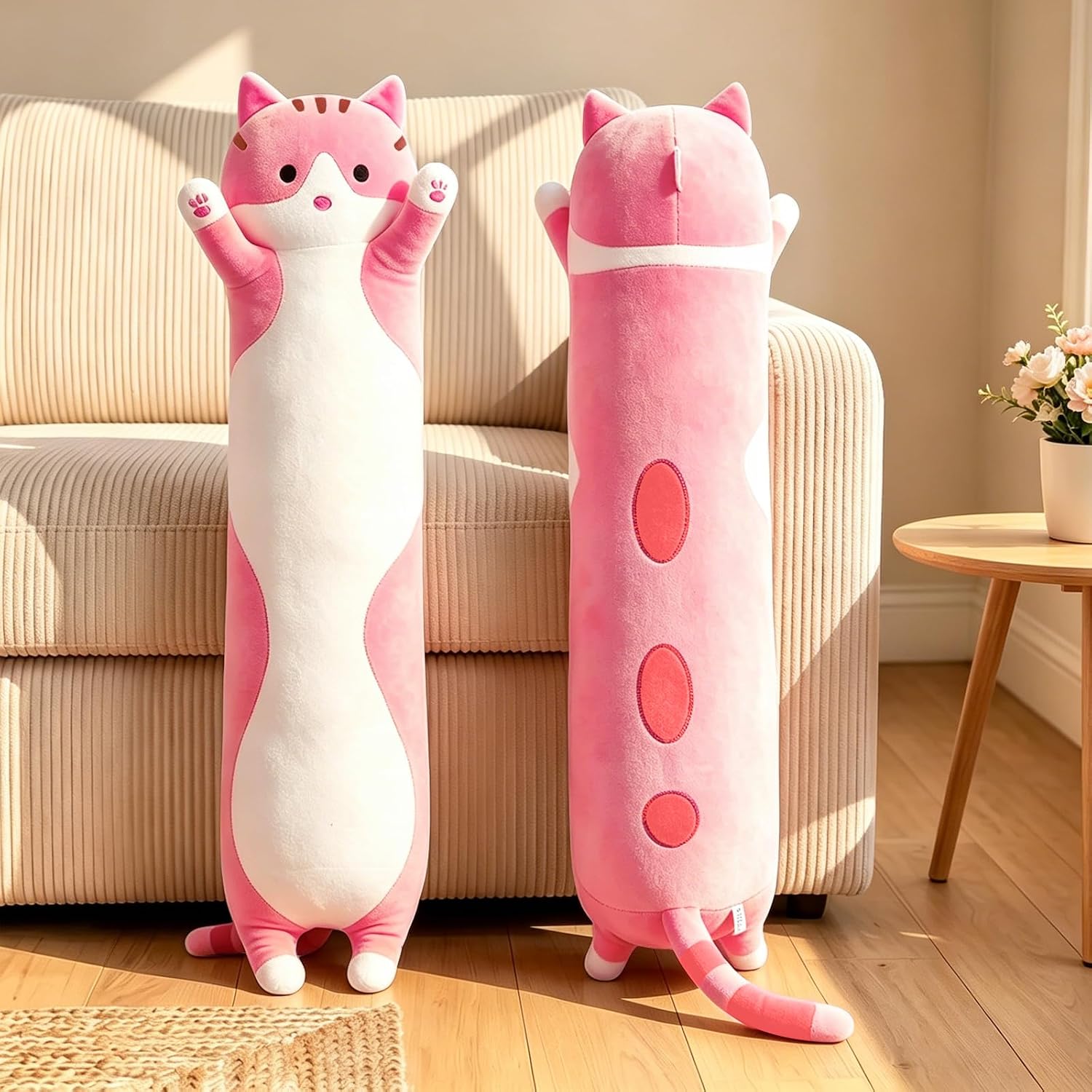 shangman Lovely Plush Cat Doll Cute Cartoon Soft Stuffed Kitten Long Throw Sleeping Pillow Doll Toy Gift for Kids Girlfriend Multiple…