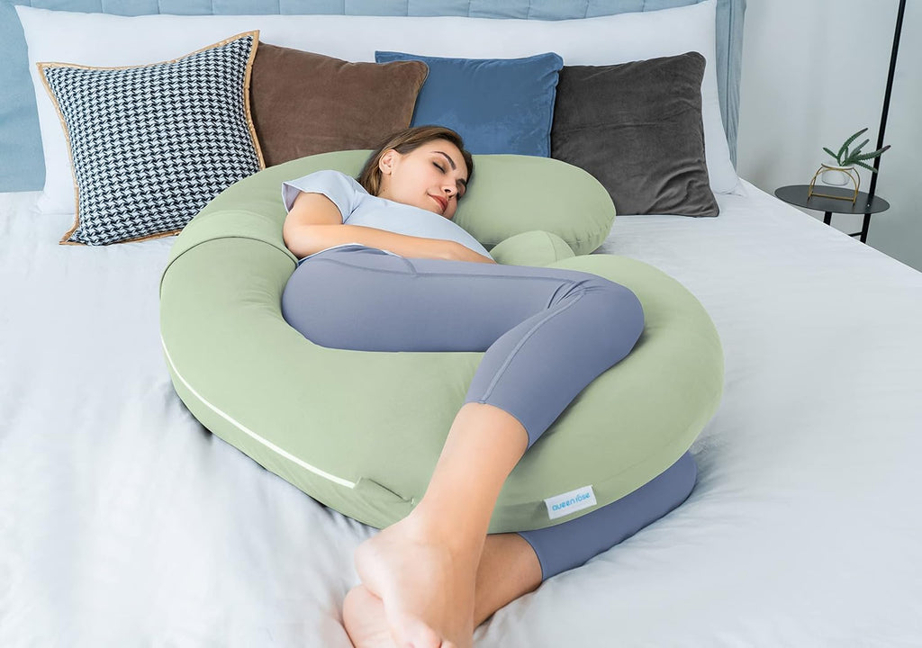Queenrose QUEEN ROSE Cooling Pregnancy Pillows - E Shaped Pregnancy Pillows for Sleeping, Detachable Body Pillow for Pregnant Side Sleeper,…