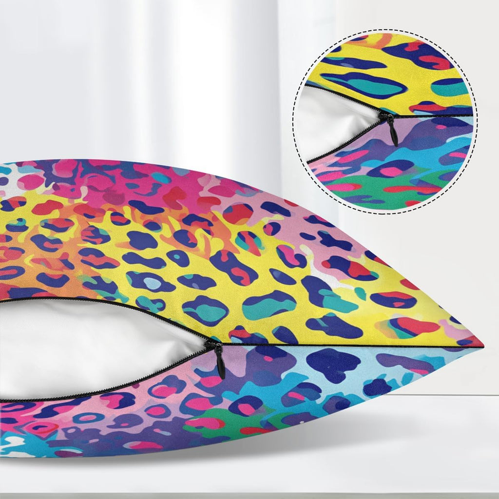 Colorful Leopard Body Pillowcase with Zipper, 20x54 Satin Pillowcase for Hair and Skin, Girls Teens Smooth Full Body Pillow Cases Bedroom…