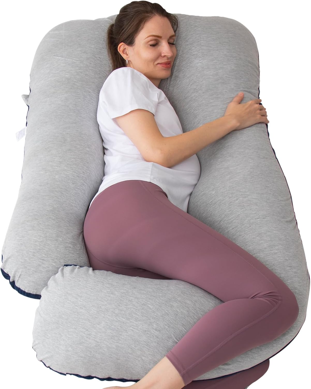 Moonpine MOON PINE Pregnancy Pillow, U Shaped Full Body Pillow for Maternity Support, Sleeping Pillow with Cover for Pregnant Women (Grey B…