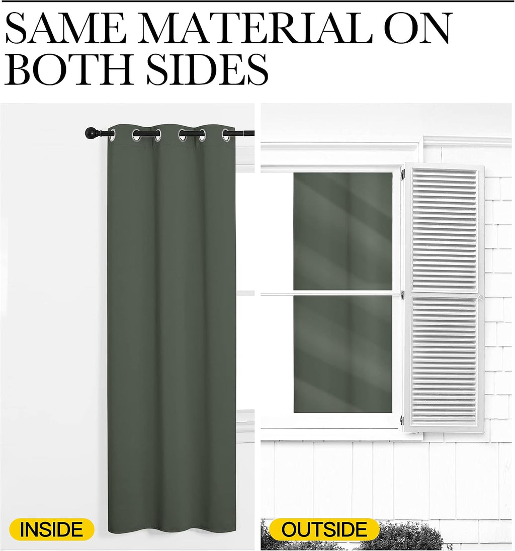 Nicetown Dark Mallard Blackout Draperies Curtains - Pair of Grommet Top Thermal Insulated Blackout Decorative Curtains for Thanksgiving Day…