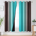 Estelartextiler Estelar Textiler Teal and Brown Ombre Blackout Curtains 72 Inches Length for Bedroom, Thermal Insulated Full Light Blocking…