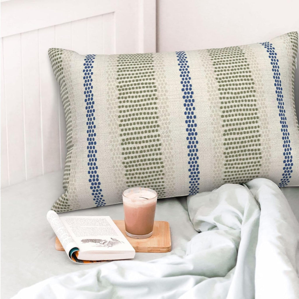 Blue Sage Green Pillow Covers 12x20 Set of 2 Boho Outdoor Striped Throw Pillow Covers Abstract Modern Geometry Decorative Pillowcase…