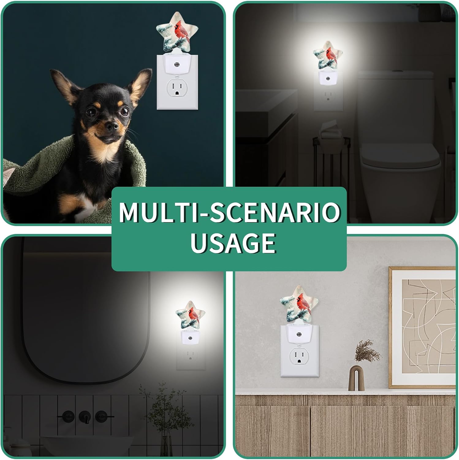 Cardinal Star Night Light Plug in, Soft Glow Night Light for Kids Bedroom Nursery, Gentle Warm Light for Sleep, Compact Lamp for Hallway…