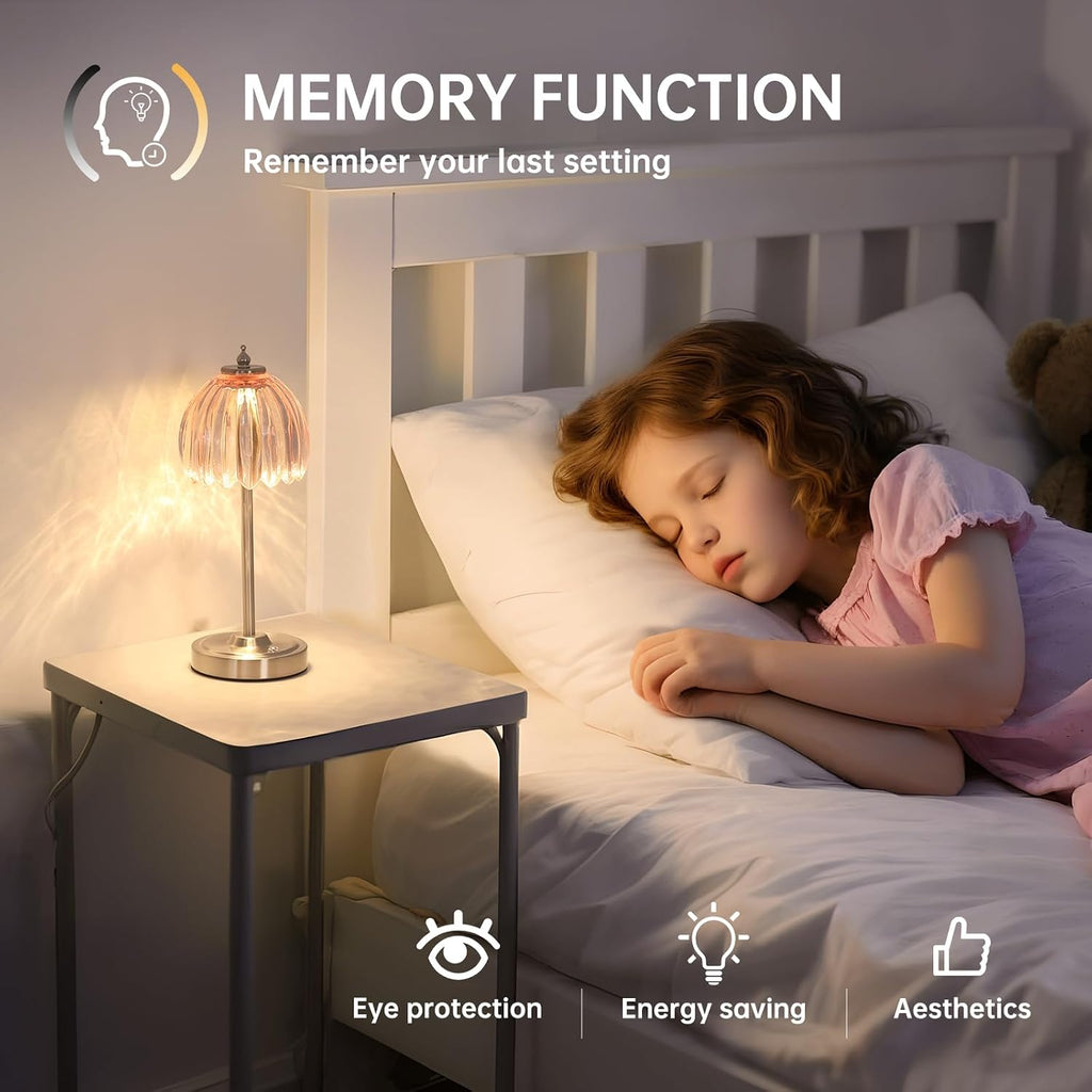 Shenmoyl Tulip Table Lamp with 5200mAh Battery & Touch Control, Cordless Small Table Lamp with 3 Colors, Dimmable Rechargeable Table…