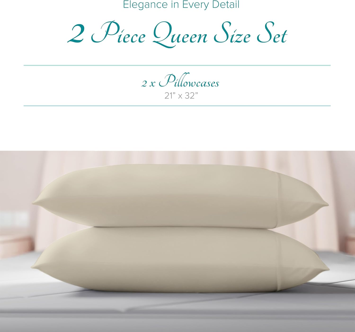 Carressa Linen 100% Egyptian Cotton Standard/Queen Size Pillow Cases Set of 2-800 Series Tulips Collection Queen Pillow Cover for…